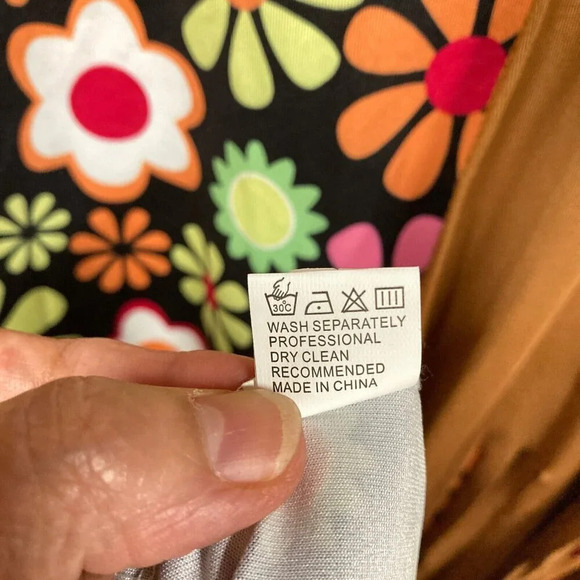 Hippie Mini-Dress, Size M, 70's Flower Power Fringe Halloween Costume Faux Suede - Picture 9 of 9